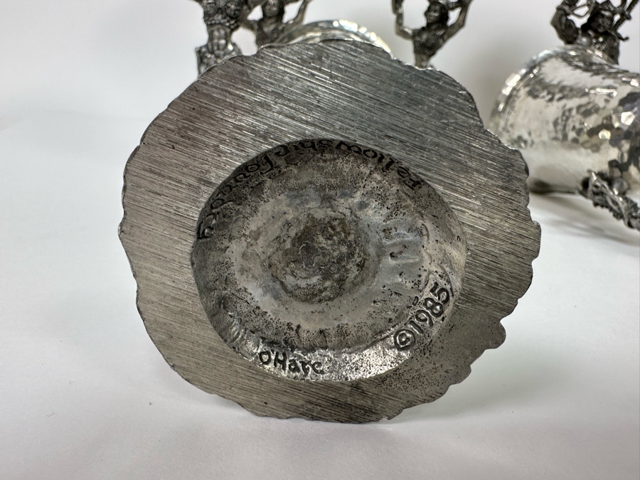 Eight Vintage 1985 Fellowship Foundry Kevin O'Hare Footed Pewter Viking Glasses Goblets Chalices 9.5H [Photo 16]