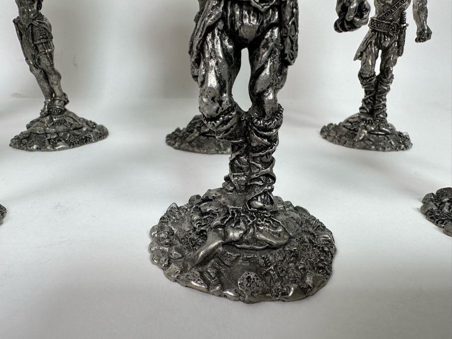 Eight Vintage 1985 Fellowship Foundry Kevin O'Hare Footed Pewter Viking Glasses Goblets Chalices 9.5H [Photo 8]