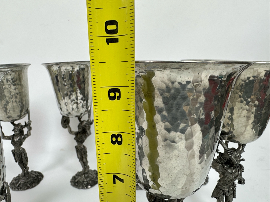 Eight Vintage 1985 Fellowship Foundry Kevin O'Hare Footed Pewter Viking Glasses Goblets Chalices 9.5H [Photo 17]