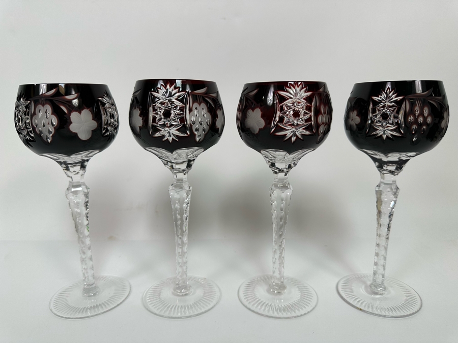 Four Cut Crystal Stemware Glasses 8H [Photo 3]