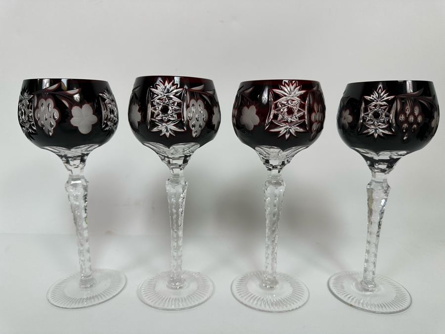 Four Cut Crystal Stemware Glasses 8H [Photo 2]