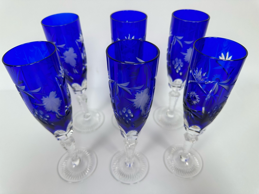 Six Nachtmann Fine Bavarian Cut Crystal Stemware Glasses 8.5H [Photo 7]