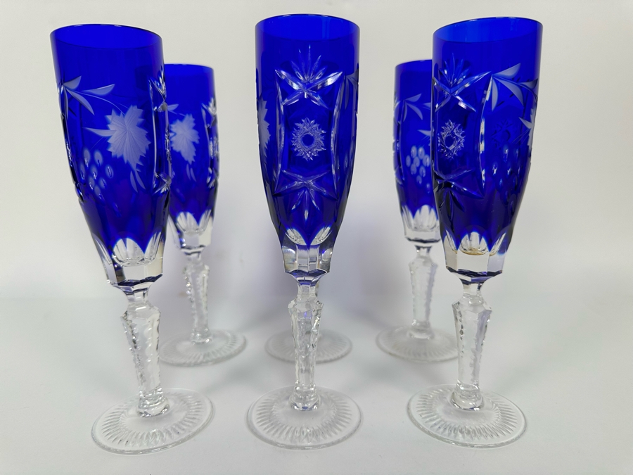 Six Nachtmann Fine Bavarian Cut Crystal Stemware Glasses 8.5H [Photo 4]