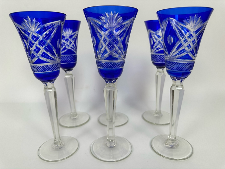 Six Cut Crystal Stemware Glasses 9H [Photo 2]