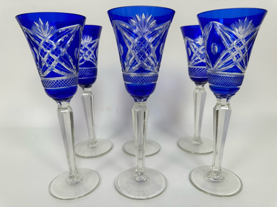 Six Cut Crystal Stemware Glasses 9H [Photo 3]