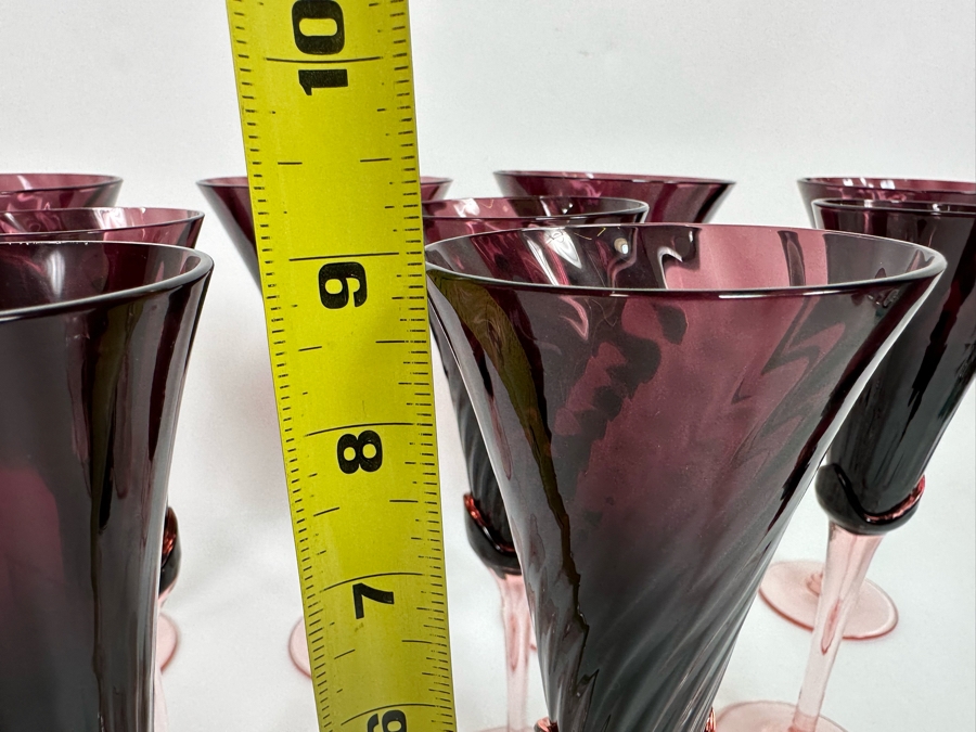 Ten Mikasa Blossom Plum Fluted Stemware Glasses 9H [Photo 8]