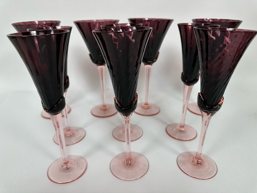 Ten Mikasa Blossom Plum Fluted Stemware Glasses 9H [Photo 3]