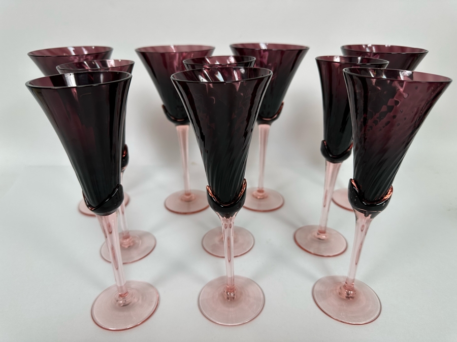Ten Mikasa Blossom Plum Fluted Stemware Glasses 9H [Photo 2]