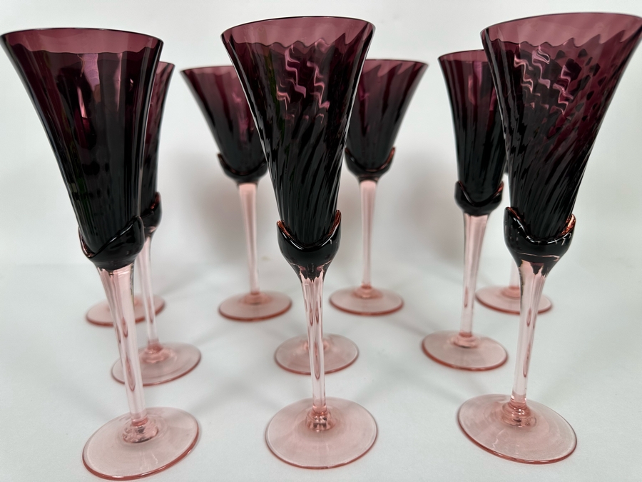 Ten Mikasa Blossom Plum Fluted Stemware Glasses 9H [Photo 4]