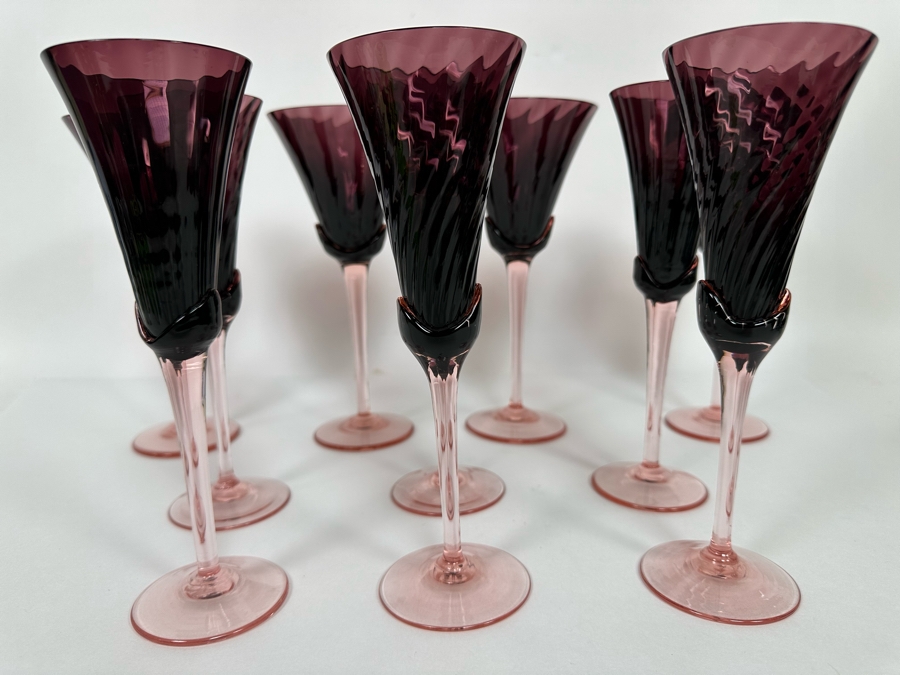 Ten Mikasa Blossom Plum Fluted Stemware Glasses 9H [Photo 5]