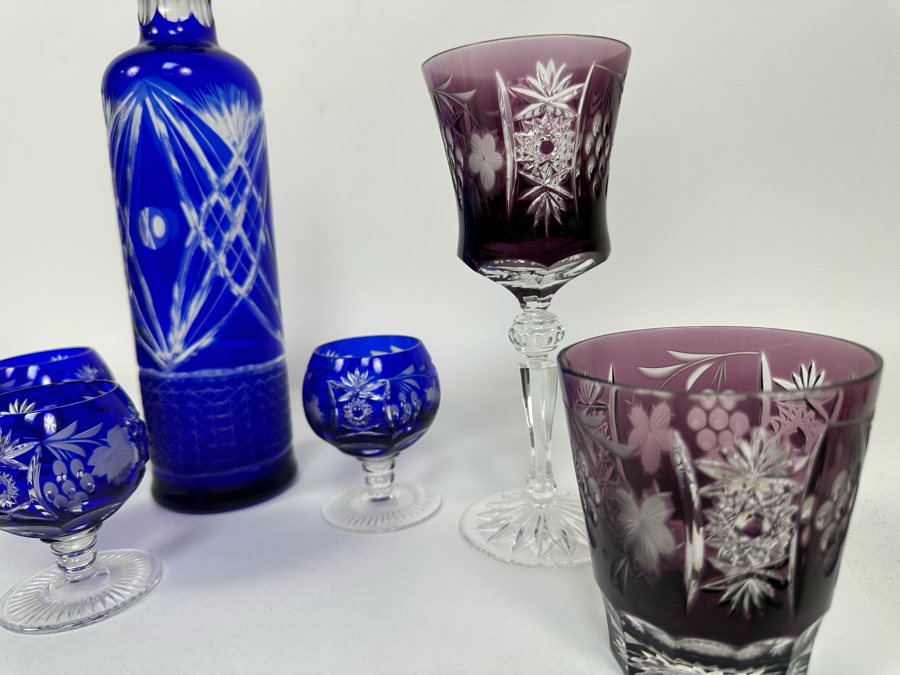 Cut Crystal Decanter 13.5H And Cut Crystal Stemware Glasses [Photo 9]