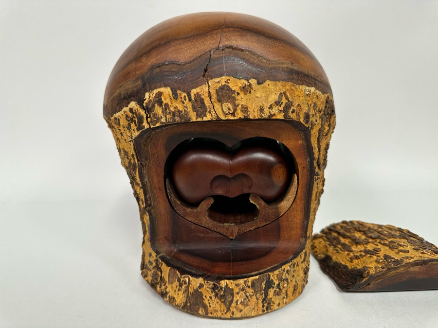 Raymond Pelton Vintage 1984 Signed Handmade Art Limb Stash Box From Hawaii 7.5W X 9.5H [Photo 3]