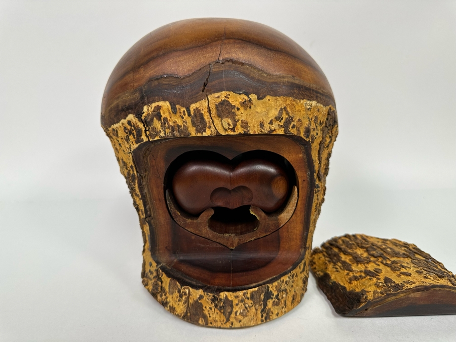 Raymond Pelton Vintage 1984 Signed Handmade Art Limb Stash Box From Hawaii 7.5W X 9.5H [Photo 4]