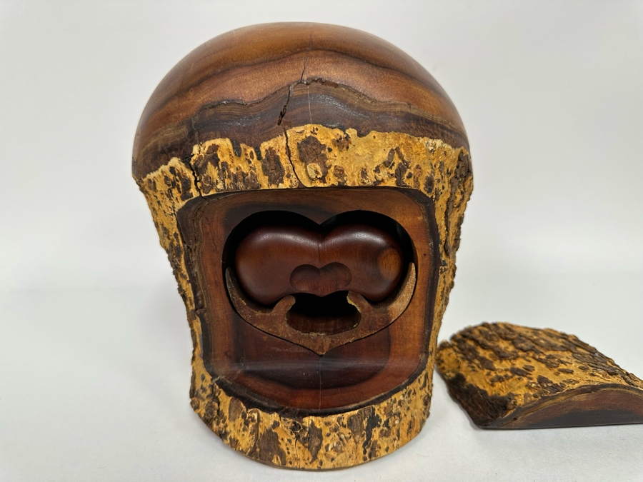 Raymond Pelton Vintage 1984 Signed Handmade Art Limb Stash Box From Hawaii 7.5W X 9.5H [Photo 2]