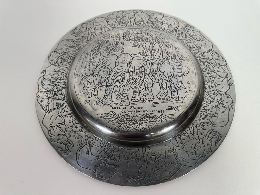 Vintage 1987 Arthur Court Aluminum Alloy Elephant Design Serving Tray 14R [Photo 7]
