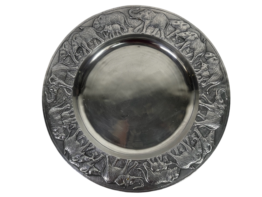 Vintage 1987 Arthur Court Aluminum Alloy Elephant Design Serving Tray 14R [Photo 1]