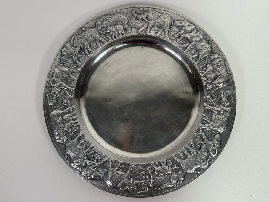 Vintage 1987 Arthur Court Aluminum Alloy Elephant Design Serving Tray 14R [Photo 3]