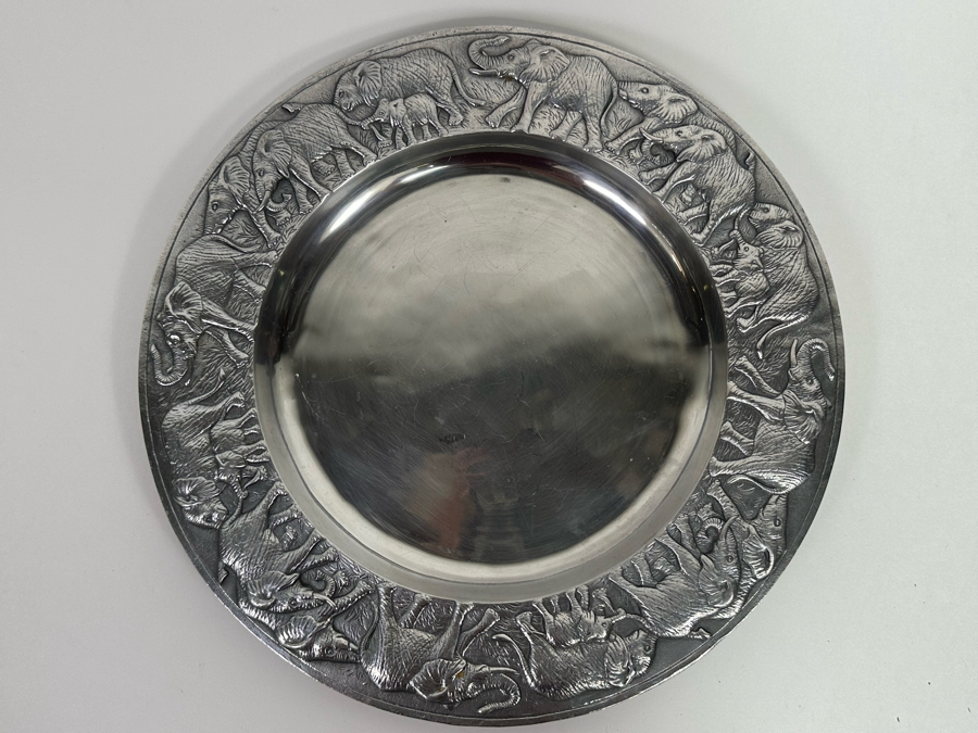 Vintage 1987 Arthur Court Aluminum Alloy Elephant Design Serving Tray 14R [Photo 4]