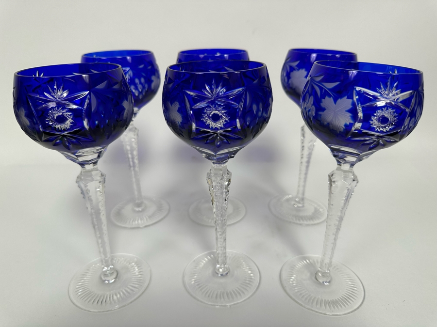 Six Nachtmann Fine Bavarian Cut Crystal Stemware Glasses 8H