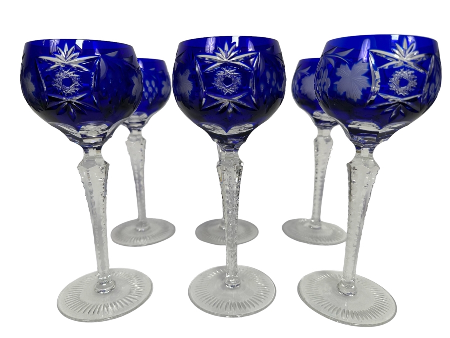 Six Nachtmann Fine Bavarian Cut Crystal Stemware Glasses 8H