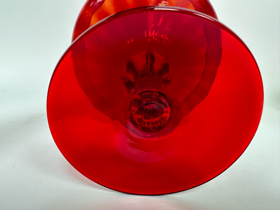 Handmade Red Footed Glass Bowl 8W X 7.5H [Photo 6]