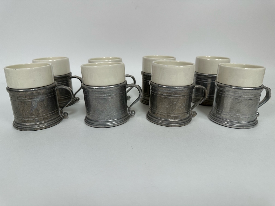 Just Added - Eight Wilton-Columbia RWP Pewter Handled Cups 4W X 3.75H [Photo 2]