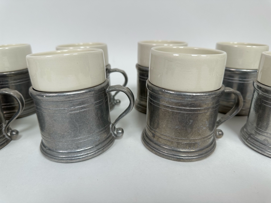 Just Added - Eight Wilton-Columbia RWP Pewter Handled Cups 4W X 3.75H [Photo 3]
