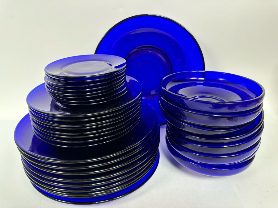 Collection Of Blue Glass Plates & Bowls [Photo 2]