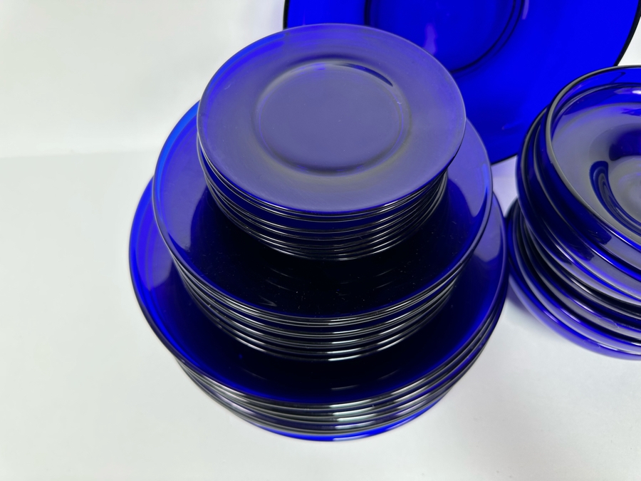 Collection Of Blue Glass Plates & Bowls [Photo 5]