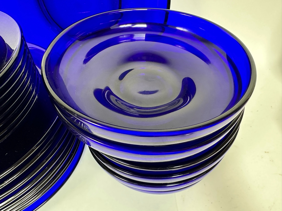 Collection Of Blue Glass Plates & Bowls [Photo 6]