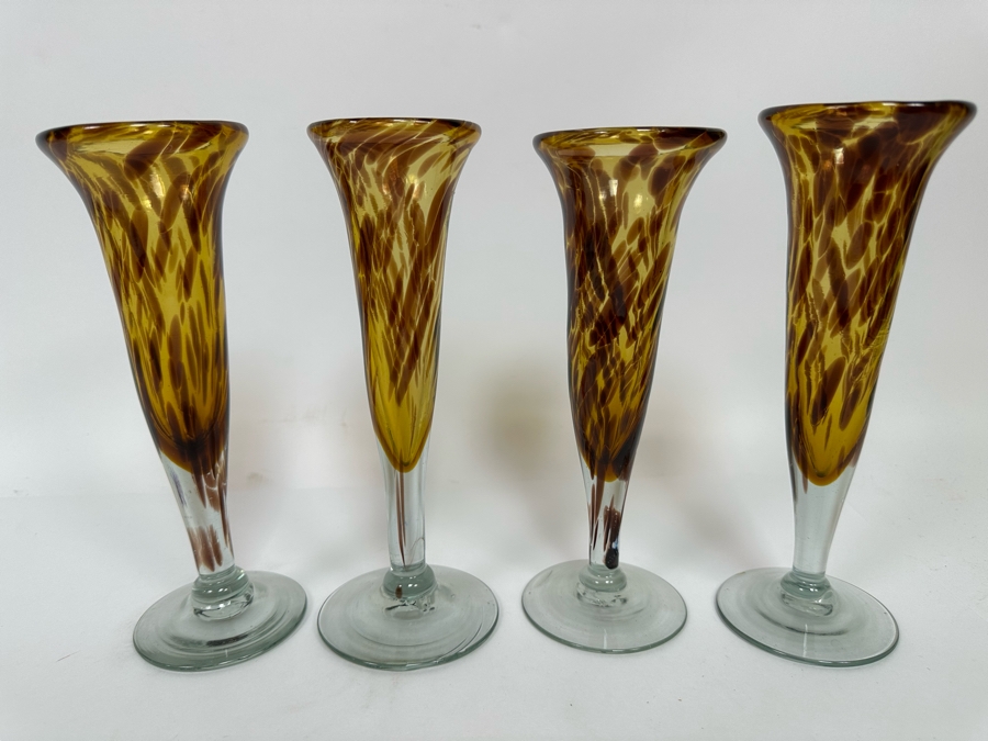 Four Handblown Stemware Glasses 9H [Photo 2]