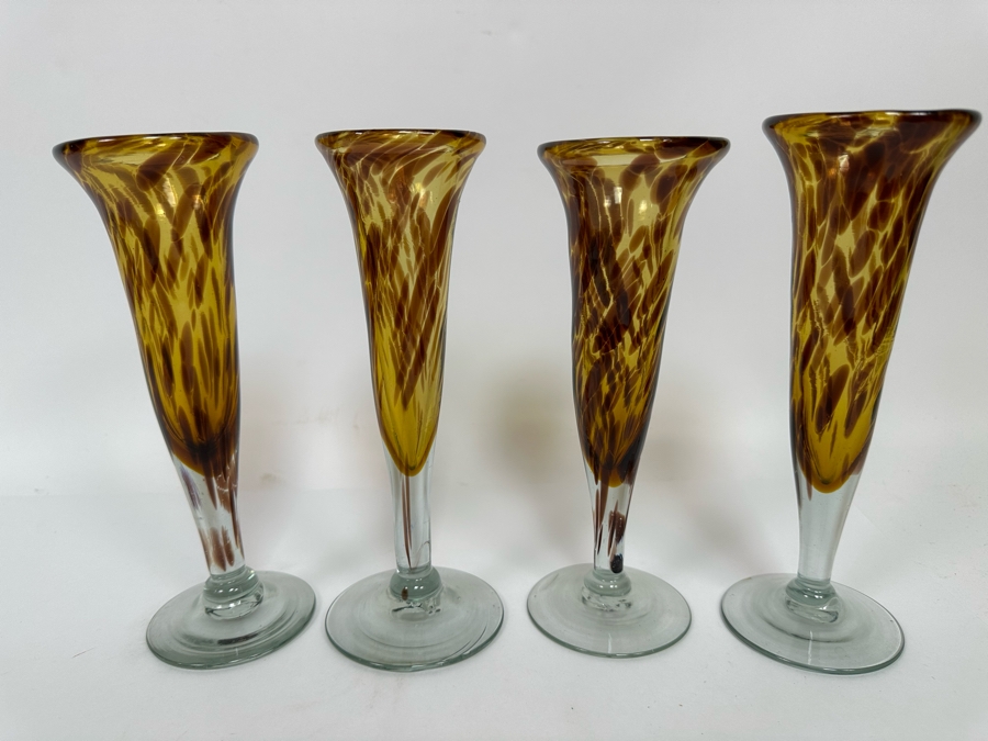 Four Handblown Stemware Glasses 9H [Photo 3]