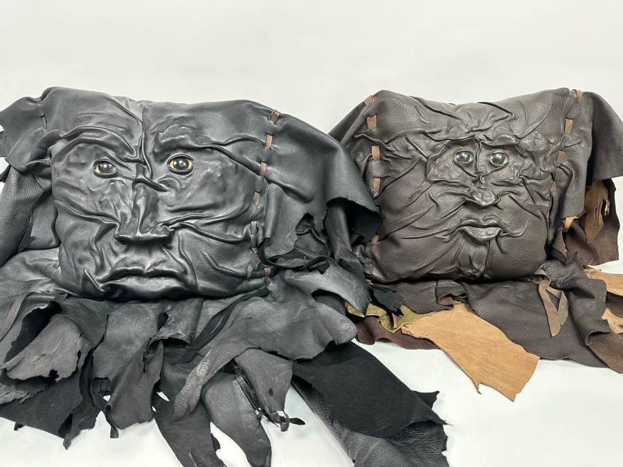 Pair Of Handmade Grichels Leather Face Pillows 26 X 24 / 24 X 21 Retails At $375 Each [Photo 3]