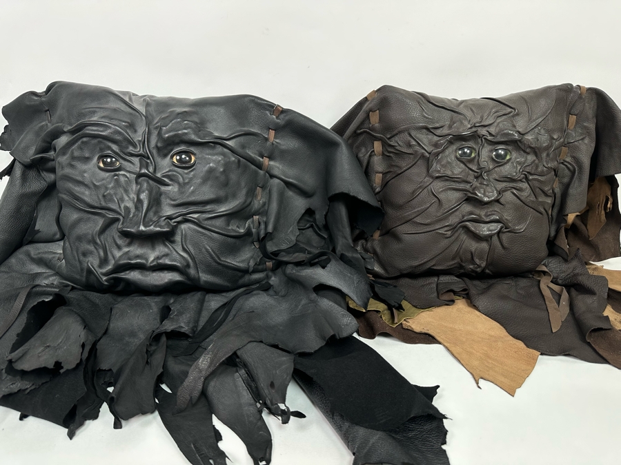 Pair Of Handmade Grichels Leather Face Pillows 26 X 24 / 24 X 21 Retails At $375 Each [Photo 4]
