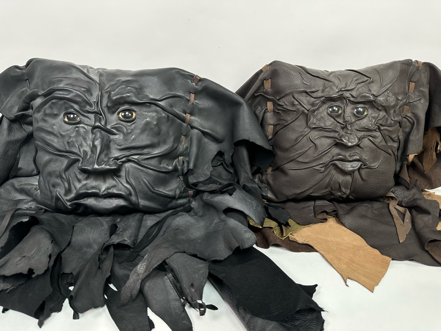 Pair Of Handmade Grichels Leather Face Pillows 26 X 24 / 24 X 21 Retails At $375 Each [Photo 2]