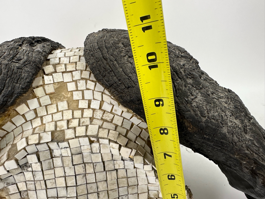 Vintage Water Buffalo Skull And Horns Embellished With White Tiles Heavy 39W X 18D X 11H [Photo 15]