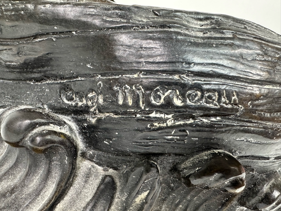 Vintage Auguste Moreau Bronze Sculpture Of A Cherub Sailing His Sailboat On Marble Base 12W X 8D X 14H [Photo 11]