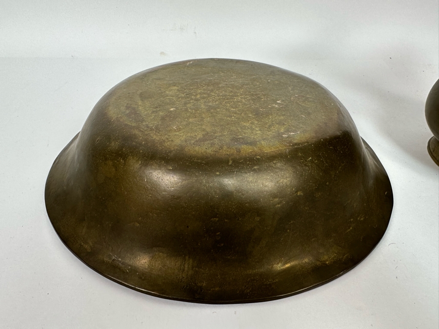 Solid Brass Italian Pitcher 11H And Bowl With Monogram Heavy 13.5W X 2.5H [Photo 6]