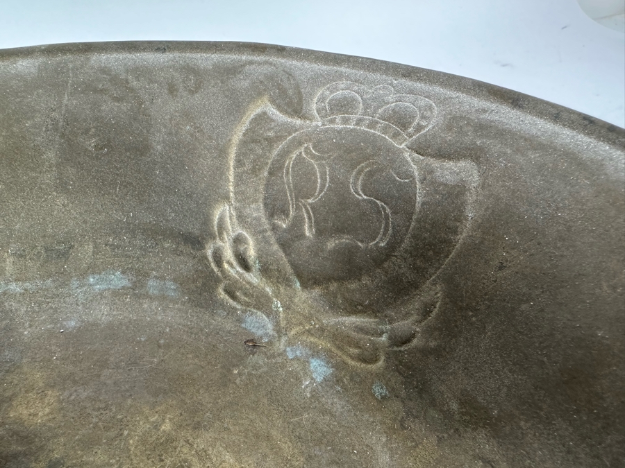 Solid Brass Italian Pitcher 11H And Bowl With Monogram Heavy 13.5W X 2.5H [Photo 5]