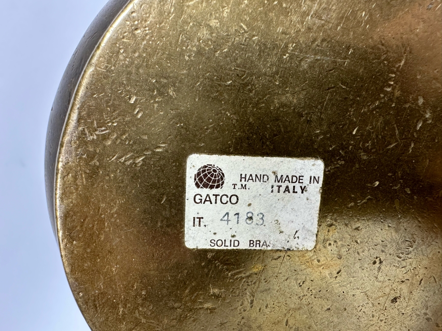 Solid Brass Italian Pitcher 11H And Bowl With Monogram Heavy 13.5W X 2.5H [Photo 8]