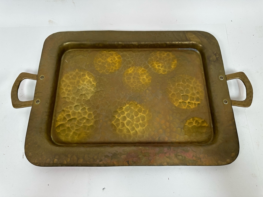 Vintage Signed Middle Eastern Dallah Arabian Bedouin Coffee Pot 11.5H And Copper Serving Tray 17.5 X 10.5 [Photo 10]