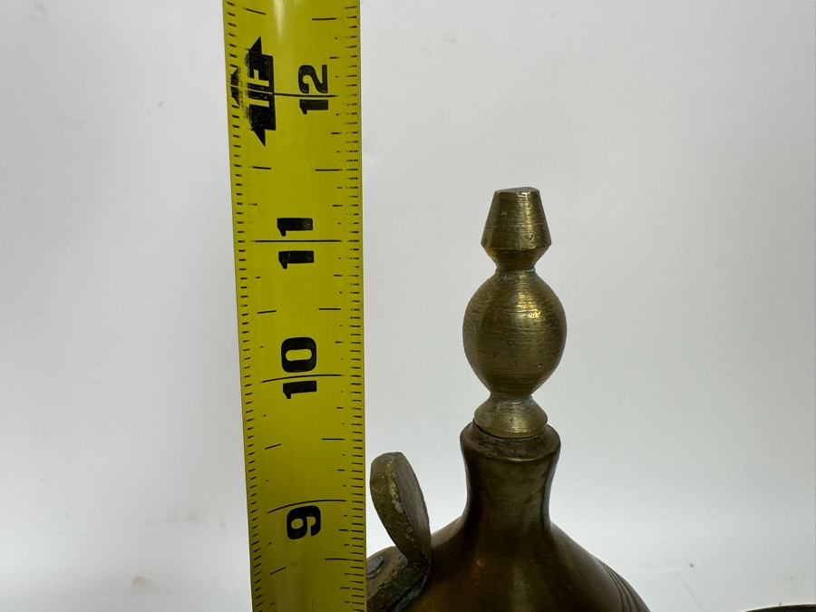 Vintage Signed Middle Eastern Dallah Arabian Bedouin Coffee Pot 11.5H And Copper Serving Tray 17.5 X 10.5 [Photo 14]