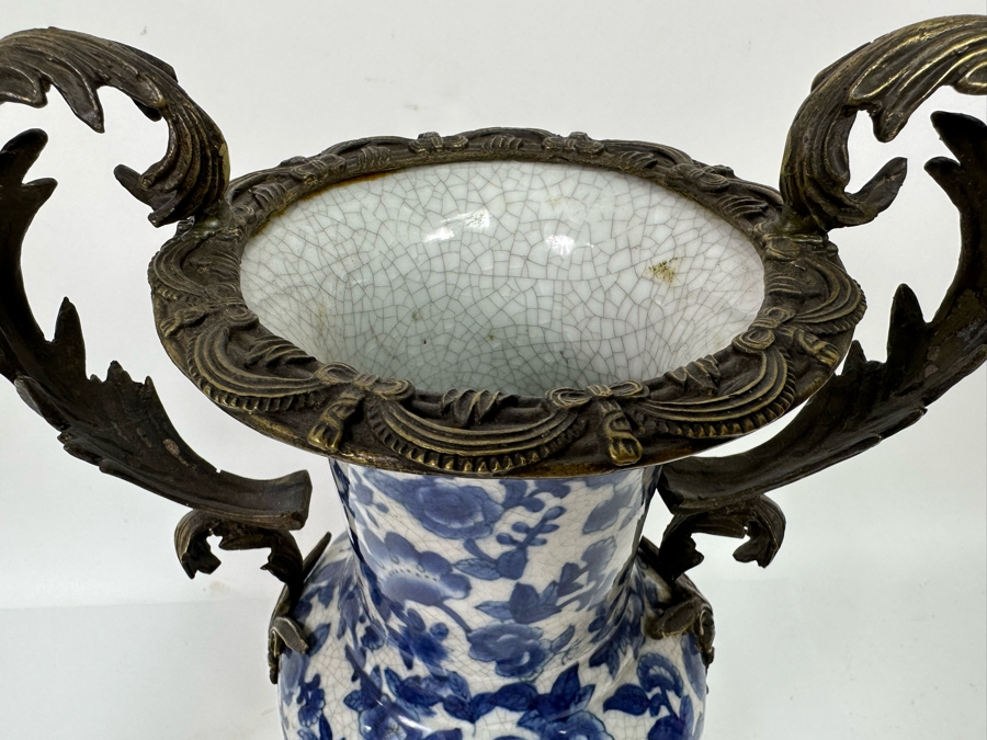 Porcelain Vase With Brass Ornamentation 14.5H [Photo 6]