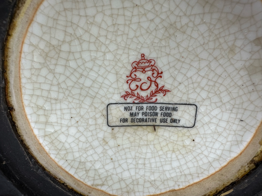 Large Porcelain Footed Pot With Brass Ornamentation 15W X 11H [Photo 12]