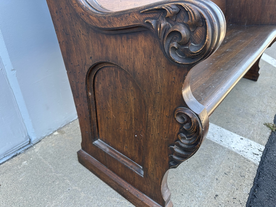 Vintage Wooden Church Pew Bench 59W X 24D X 38H [Photo 7]