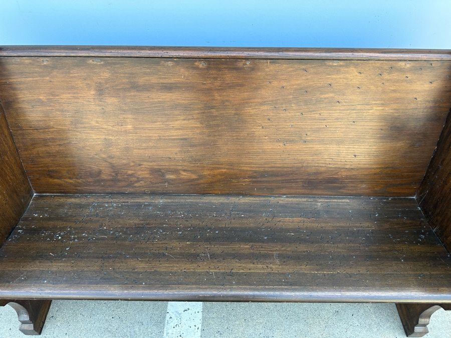 Vintage Wooden Church Pew Bench 59W X 24D X 38H [Photo 8]