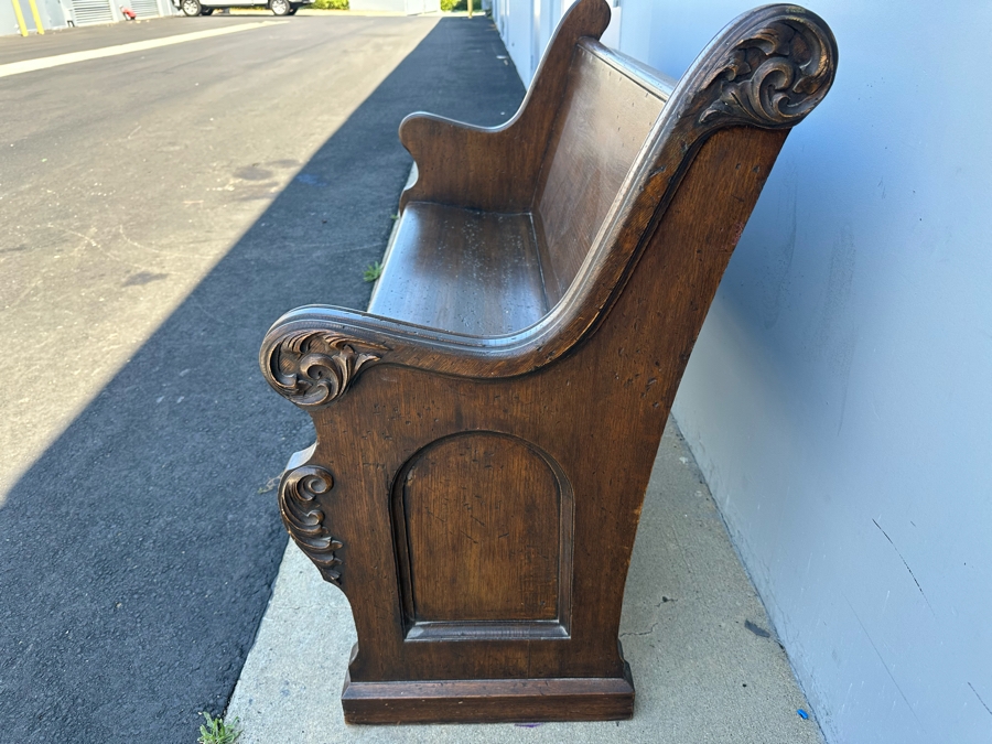 Vintage Wooden Church Pew Bench 59W X 24D X 38H [Photo 6]