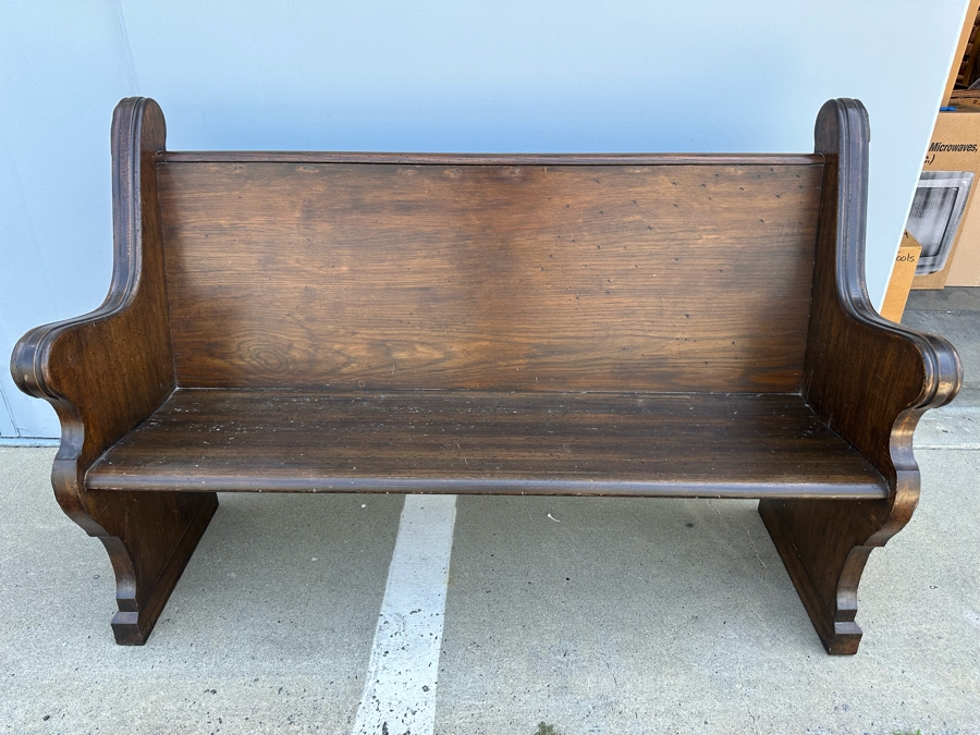 Vintage Wooden Church Pew Bench 59W X 24D X 38H [Photo 4]