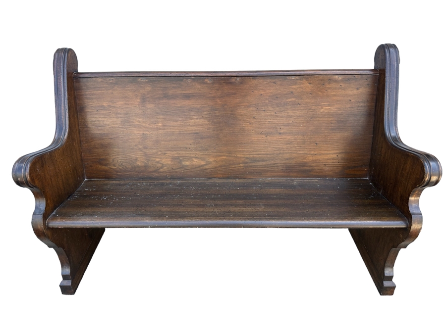 Vintage Wooden Church Pew Bench 59W X 24D X 38H [Photo 2]