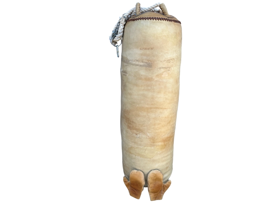 Lineaus Leather Medicine Bag Heavy Punching Bag Double Locked-Stitched 150lbs 57L With Lineaus Leather Boxing Gloves By Lineaus Athletic Company - See Details - Retails $7,900 [Photo 2]